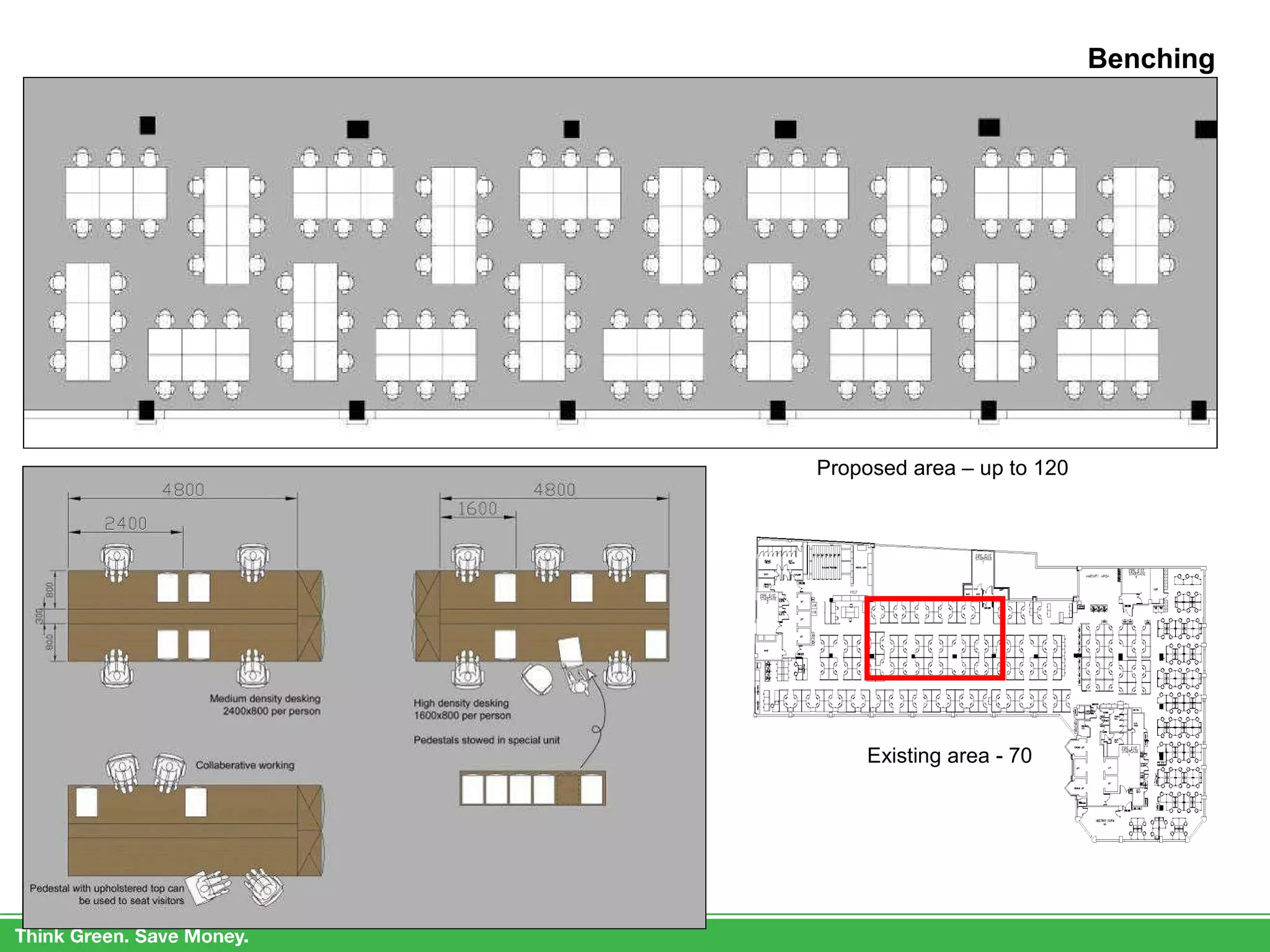 Benching Proposed area – up to 120 Existing area - 70 