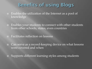 Weblogs in the Classroom