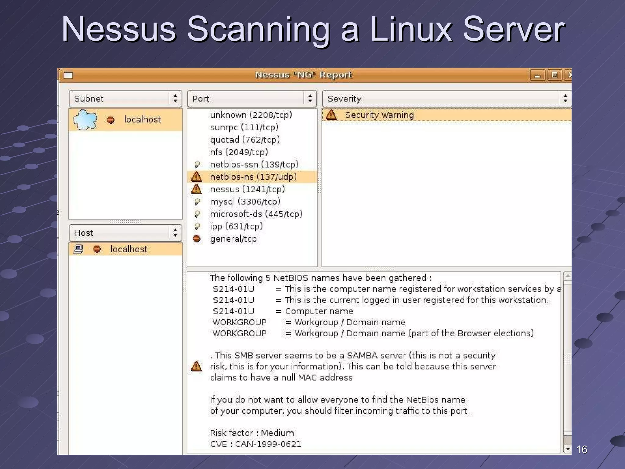 Nessus Scanning a Linux Server 