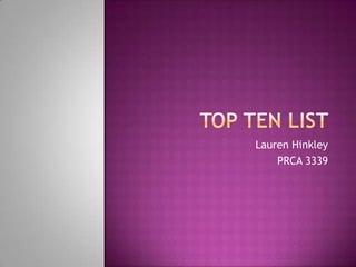 Top Ten List  Lauren Hinkley PRCA 3339 