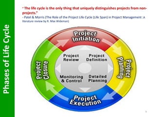 ” The life cycle is the only thing that   uniquely distinguishes projects from non-
                       projects.”
    ...