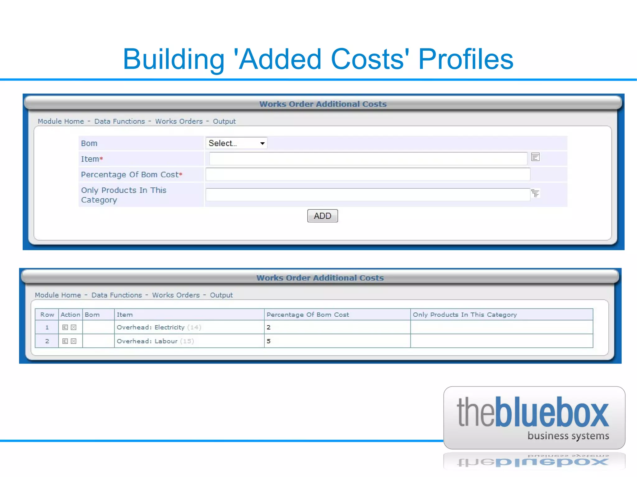 Building 'Added Costs' Profiles 