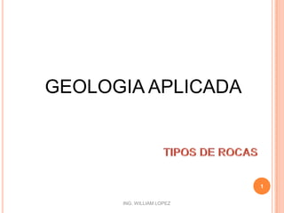 GEOLOGIA APLICADA 1 TIPOS DE ROCAS 