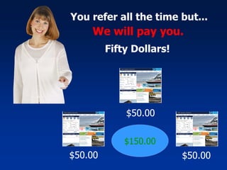 You refer all the time but... We will pay you. Fifty Dollars! $50.00 $50.00 $50.00 $150.00 
