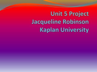 Unit 5 ProjectJacqueline RobinsonKaplan University 