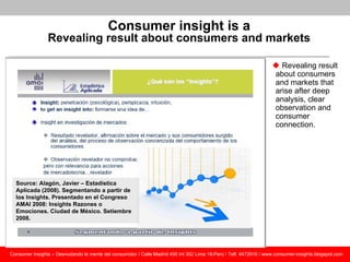 Consumer insight is a
                Revealing result about consumers and markets

                                      ...