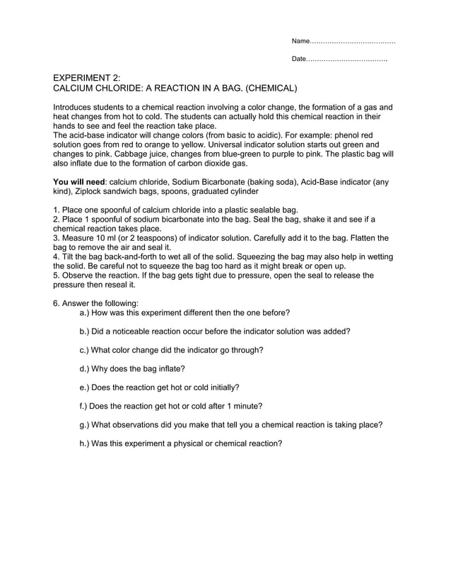 TOPIC 4. CHEMICAL REACTIONS -LAB | DOC
