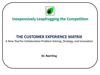 Inexpensively Leapfrogging the Competition THE CUSTOMER EXPERIENCE MATRIXA New Tool for Collaborative Problem Solving, Strategy, and InnovationDr. Rod King 