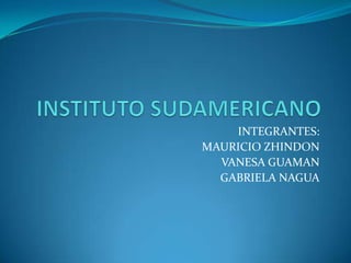 INSTITUTO SUDAMERICANO INTEGRANTES: MAURICIO ZHINDON VANESA GUAMAN GABRIELA NAGUA 