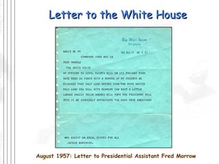 Letter to the White House August 1957: Letter to Presidential Assistant Fred Morrow 