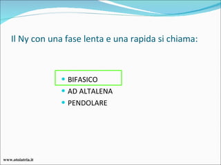 Il Ny con una fase lenta e una rapida si chiama: BIFASICO AD ALTALENA PENDOLARE www.otoiatria.it 