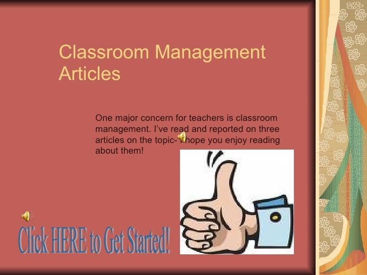 Classroom Management Education Articles