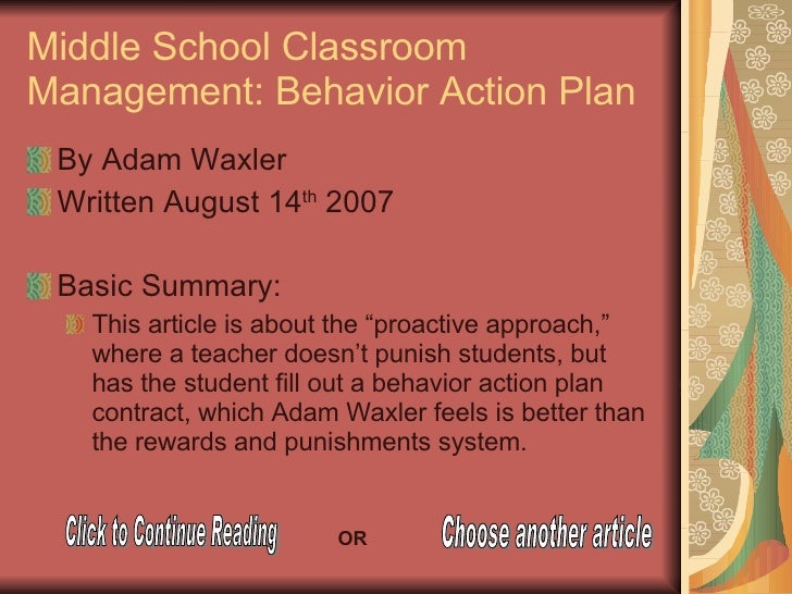 Classroom Management Education Articles