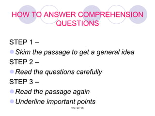 READING COMPREHENSION - SUMMARY | PPSX