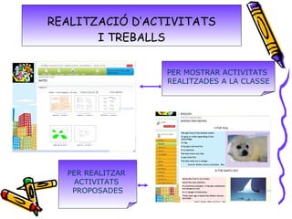 REALITZACIÓ D’ACTIVITATS I TREBALLS PER MOSTRAR ACTIVITATS  REALITZADES A LA CLASSE PER REALITZAR  ACTIVITATS  PROPOSADES 