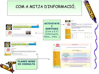 COM A MITJA D’INFORMACIÓ, PLANES WEBS DE CONSULTA ACTIVITATS I SORTIDES (Cros a E.F) (Informació, fotos., links…) 