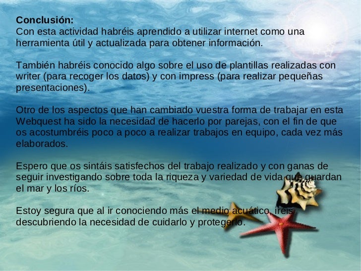 Webquest Los animales acuáticos.