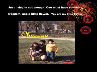 Just living is not enough. One must have sunshine,
freedom, and a little flower. You are my little flower
 