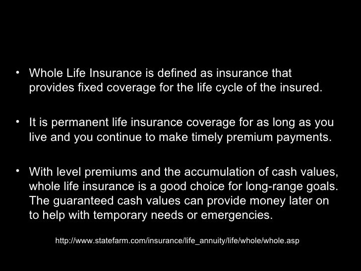 Define Whole Life Insurance 1 The Art Special