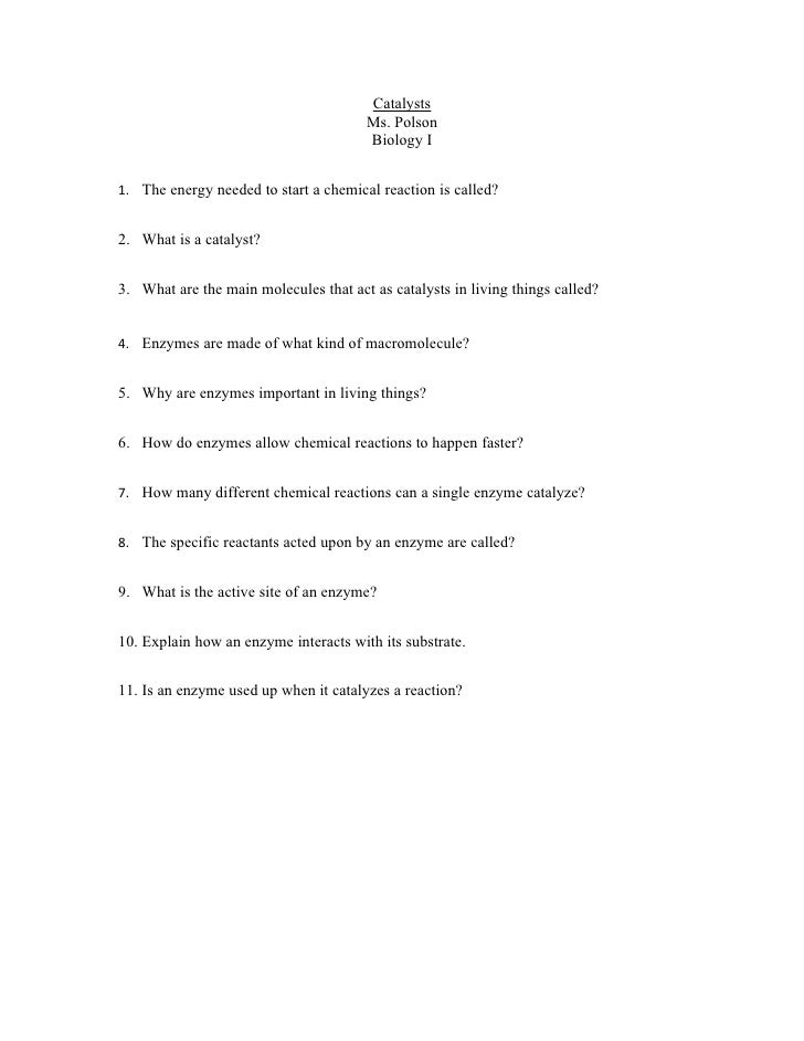 Catalyst Worksheet
