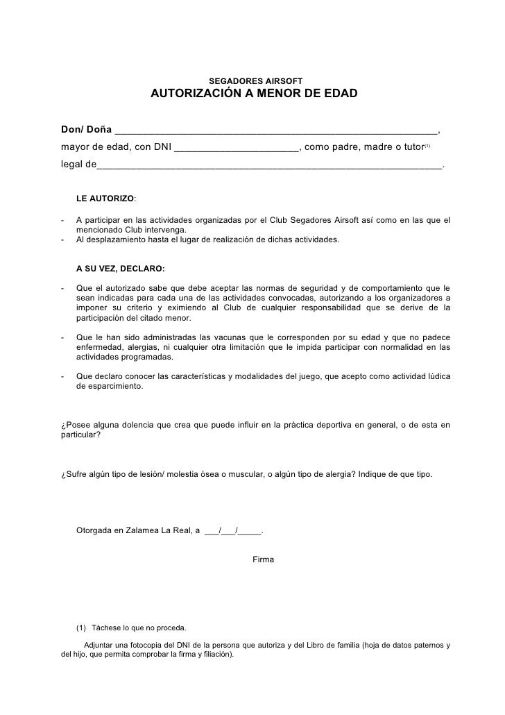 Autorización a menores de edad