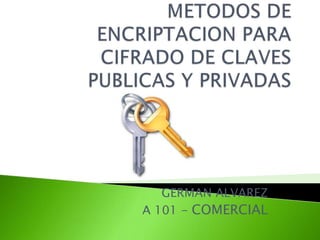 METODOS DE ENCRIPTACION PARA CIFRADO DE CLAVES PUBLICAS Y PRIVADAS GERMAN ALVAREZ A 101 - COMERCIAL 
