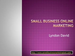 Small business online marketing Lyndon David http://www.asmallbusinessmarketingtool.com/ 1 