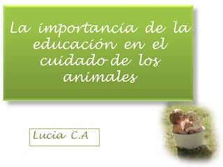 La  importancia  de  la  educación  en  el cuidado de  los  animales Lucía  C.A 