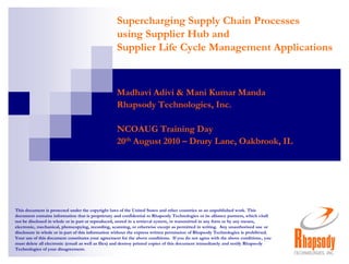 [NCOAUG] Supercharging Supply Chain Processes with Supplier Life Cycle Management (SLM) and Supplier Data Hub (SDH)
