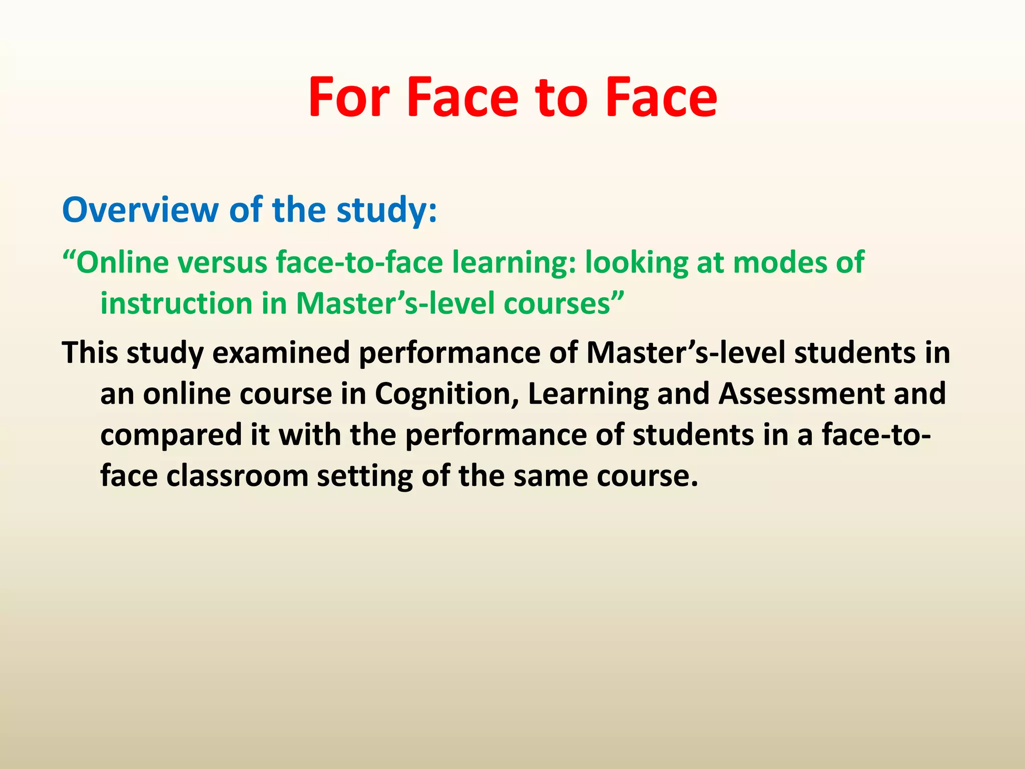 Differences Between Face to Face and Distance Education | PPTX ...
