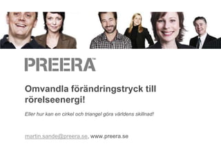 Omvandla förändringstryck till rörelseenergi!Eller hur kan en cirkel och triangel göra världens skillnad! martin.sande@preera.se, www.preera.se 