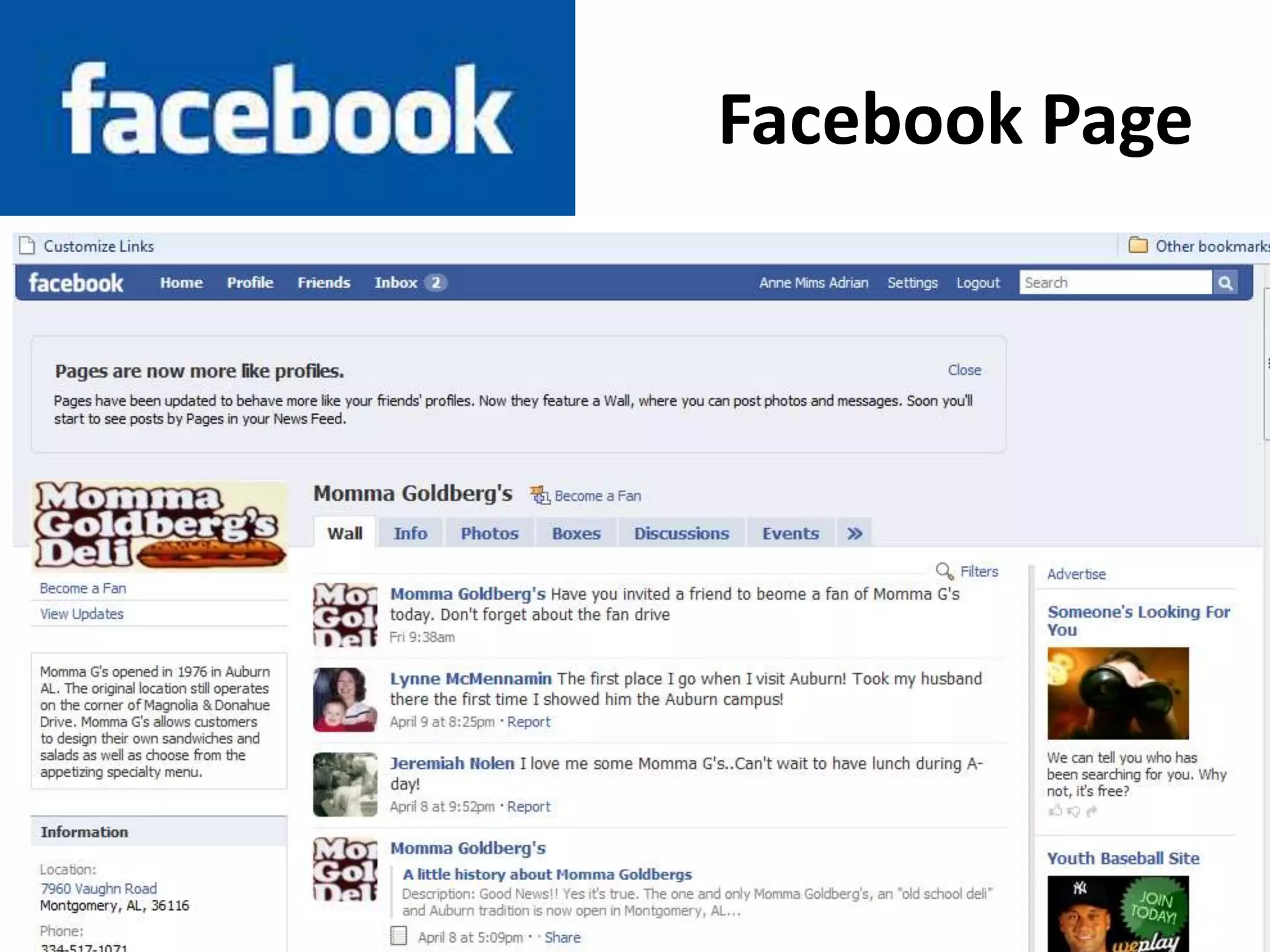 Facebook Page