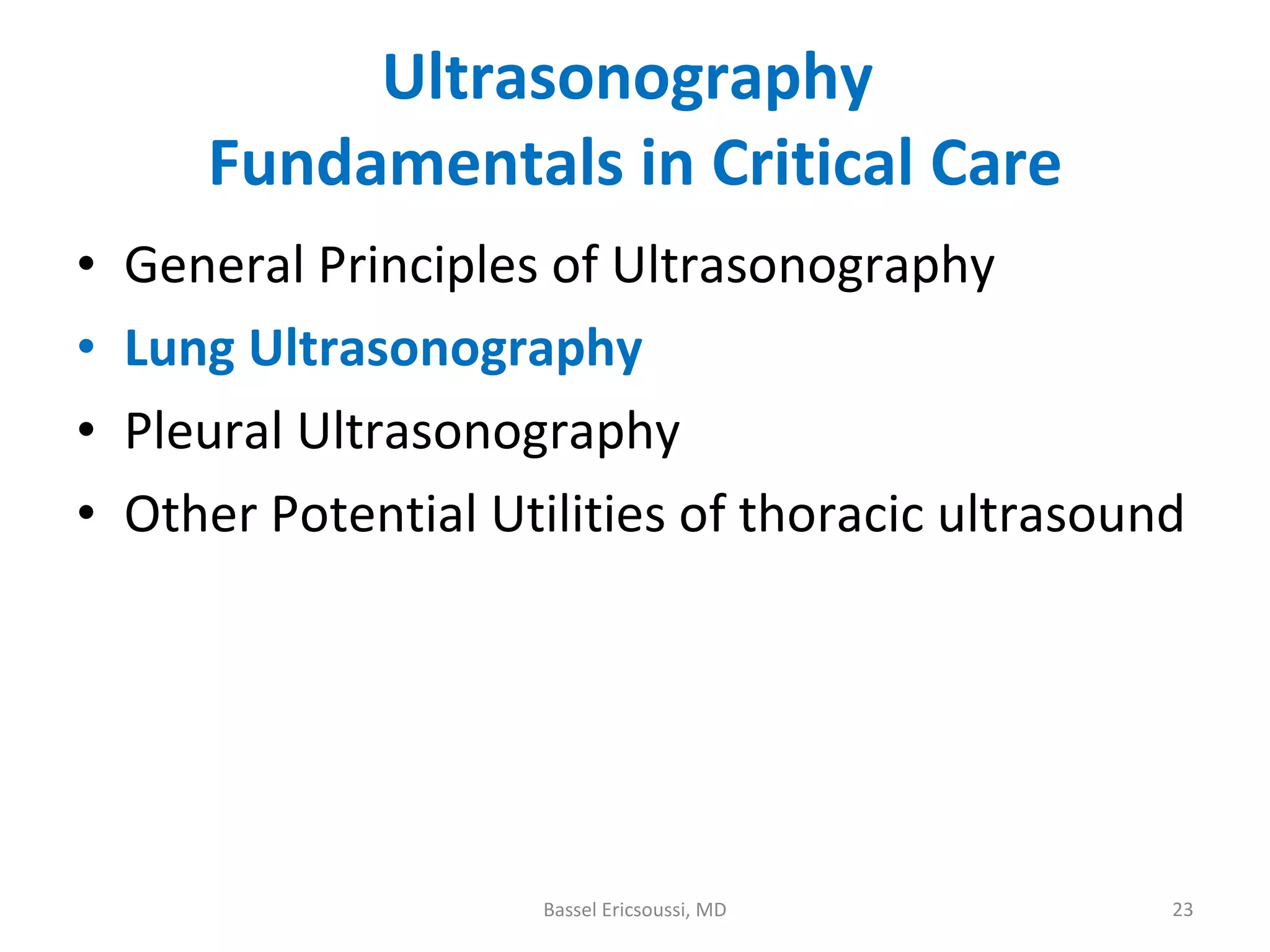 Ultrasonography Fundamentals In Critical Care: Lung Ultrasound, Pleural ...