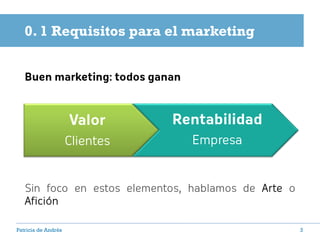 0. 1 Requisitos para el marketing


   Buen marketing: todos ganan



                     Valor      Rentabilidad
       ...