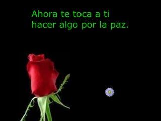 Ahora te toca a ti  hacer algo por la paz. 