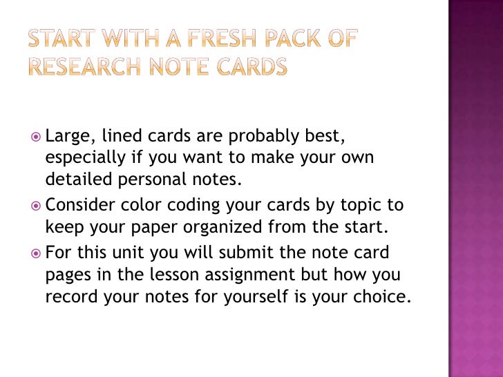 Using notecards research papers