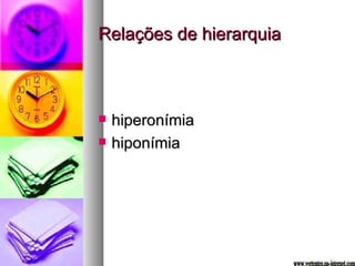 Relações de hierarquia hiperonímia hiponímia www.vertentes.na-internet.com 