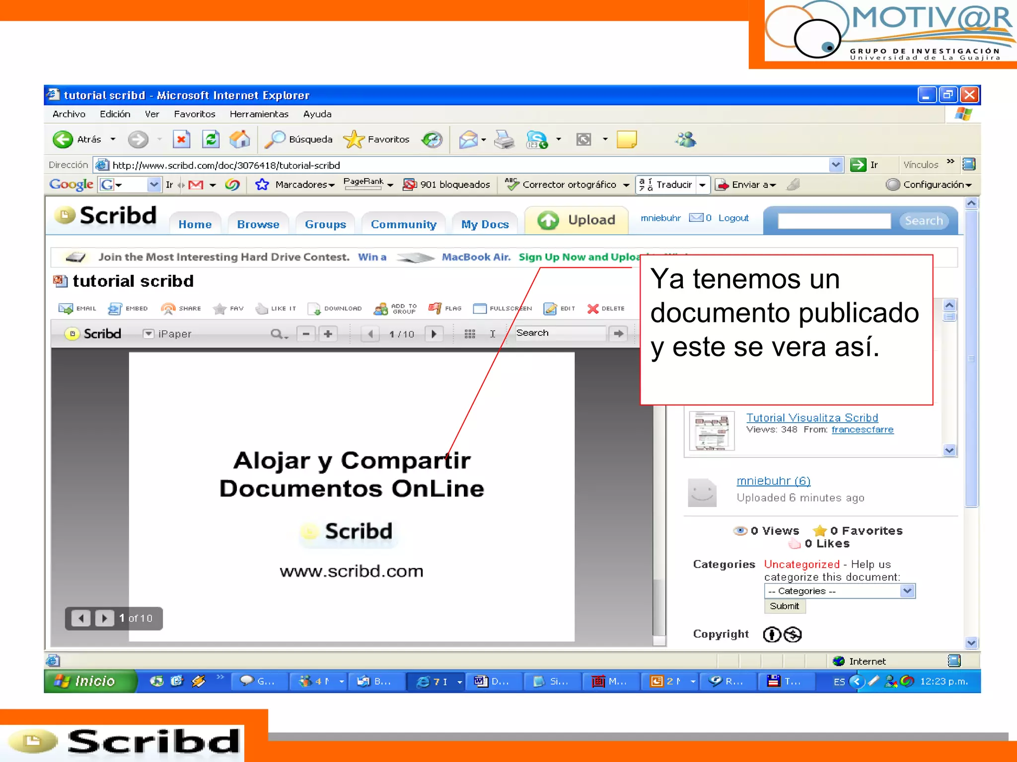 Ya tenemos un documento publicado y este se vera así. 