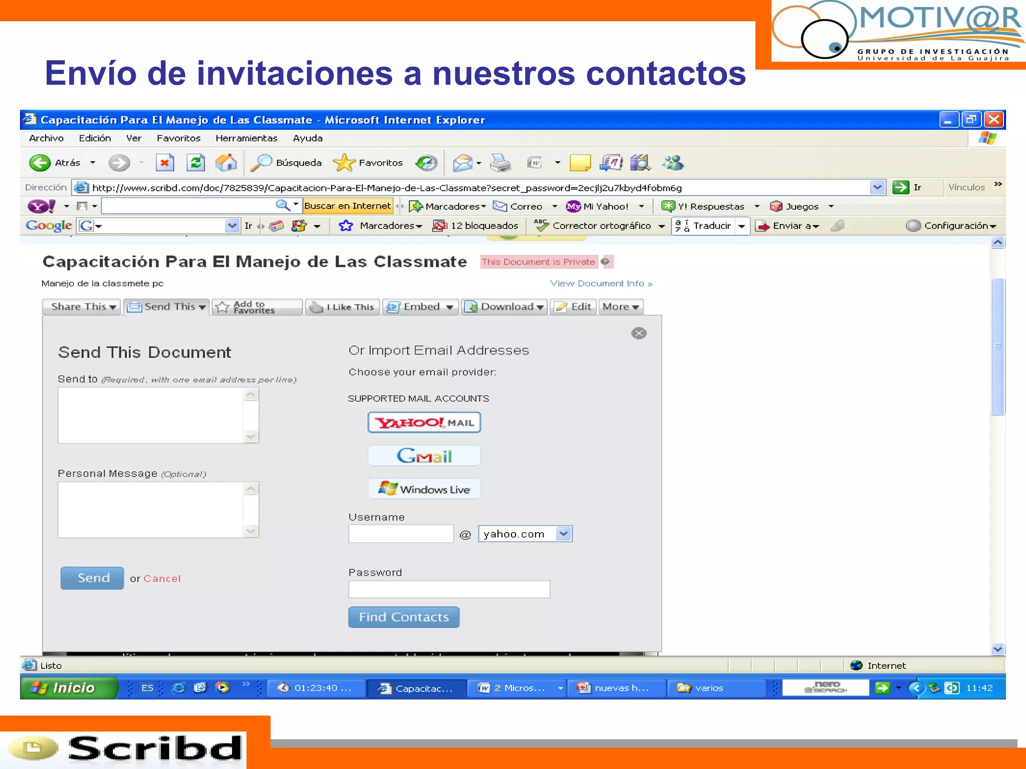 Envío de invitaciones a nuestros contactos 