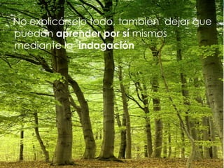   No explicárselo todo, también  dejar que puedan aprender por sí mismos mediante la  indagación
