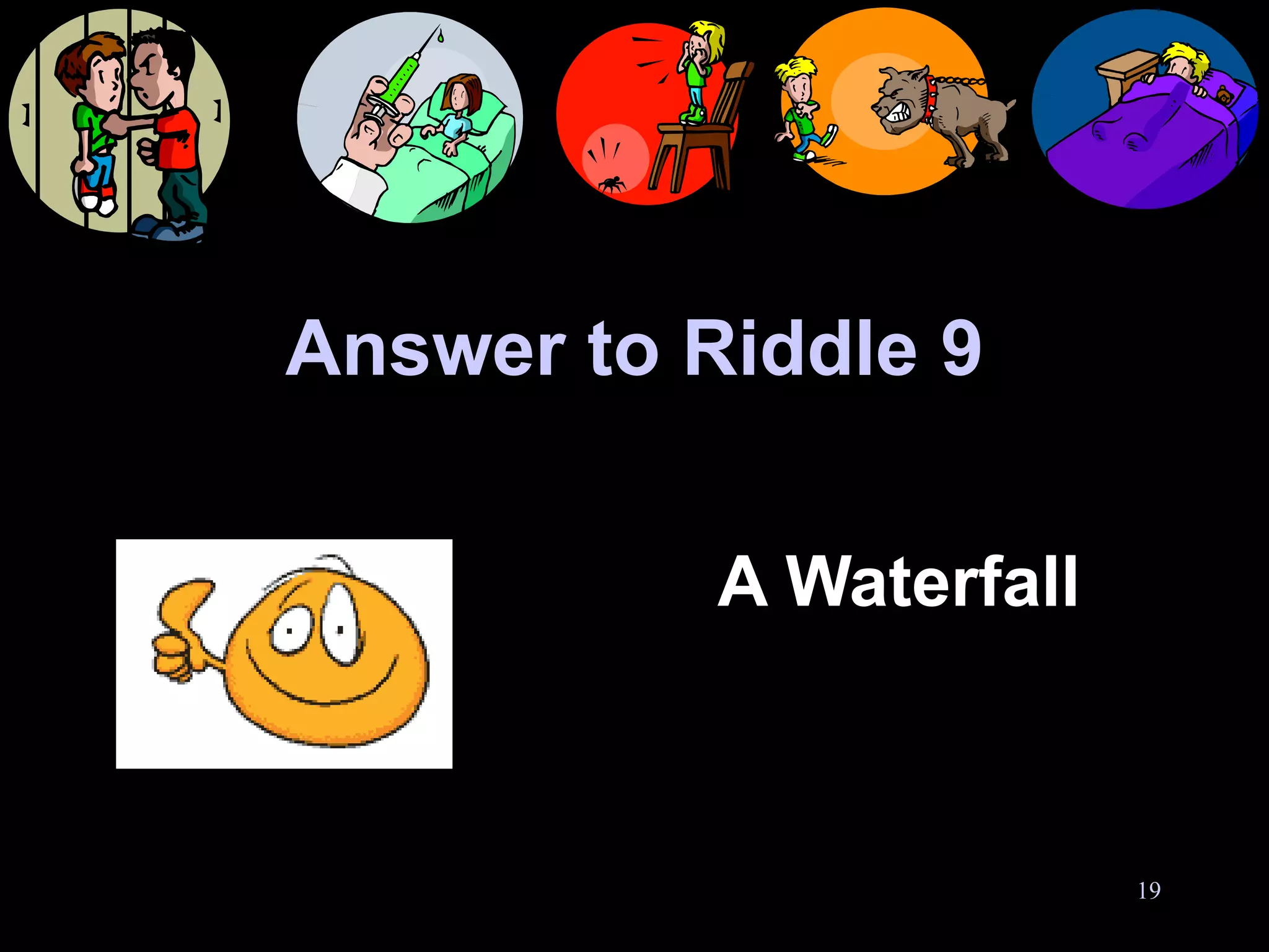 Answer to Riddle 9 A Waterfall 