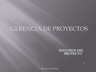 GERENCIA DE PROYECTOS ESTUDIOS DEL PROYECTO 2 