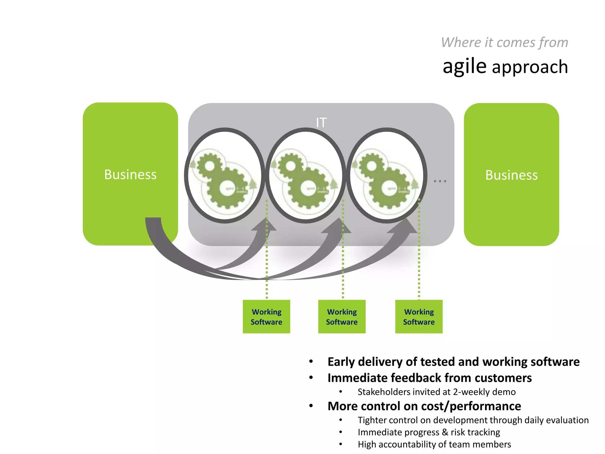 Where it comes fromfailing traditonal approachFunctional AnalysisBusinessBusinessITTechnicalAnalysisDevelop-mentIntegration TestUAT