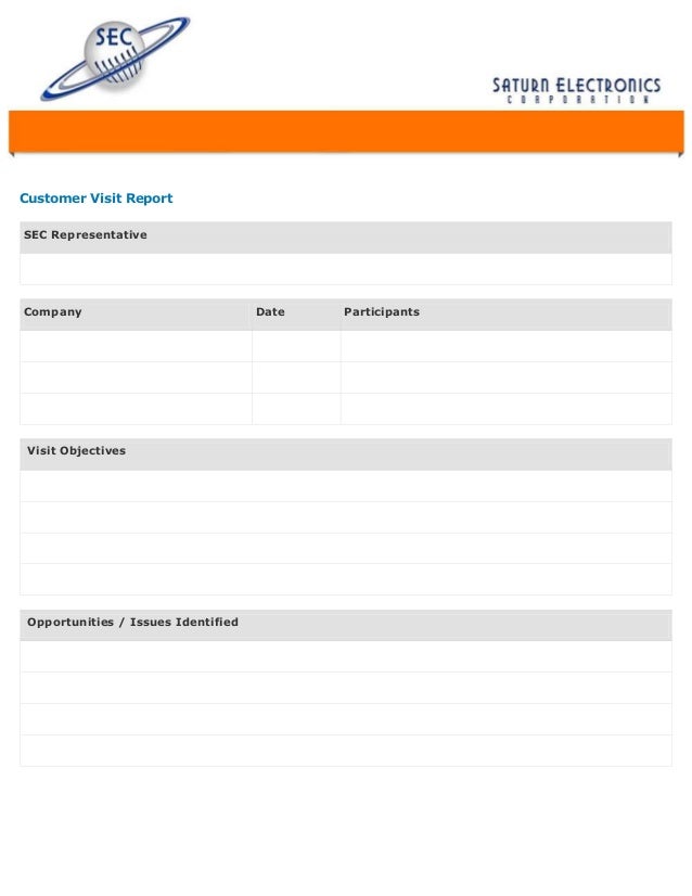 Customer Visit Report Template Free Download