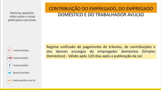 CONTRIBUIÇÃO DO EMPREGADO, DO EMPREGADO
DOMÉSTICO E DO TRABALHADOR AVULSO
 