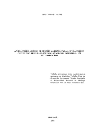 Custeio VariáVel Lavanderia Industrial