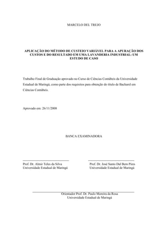 Custeio VariáVel Lavanderia Industrial