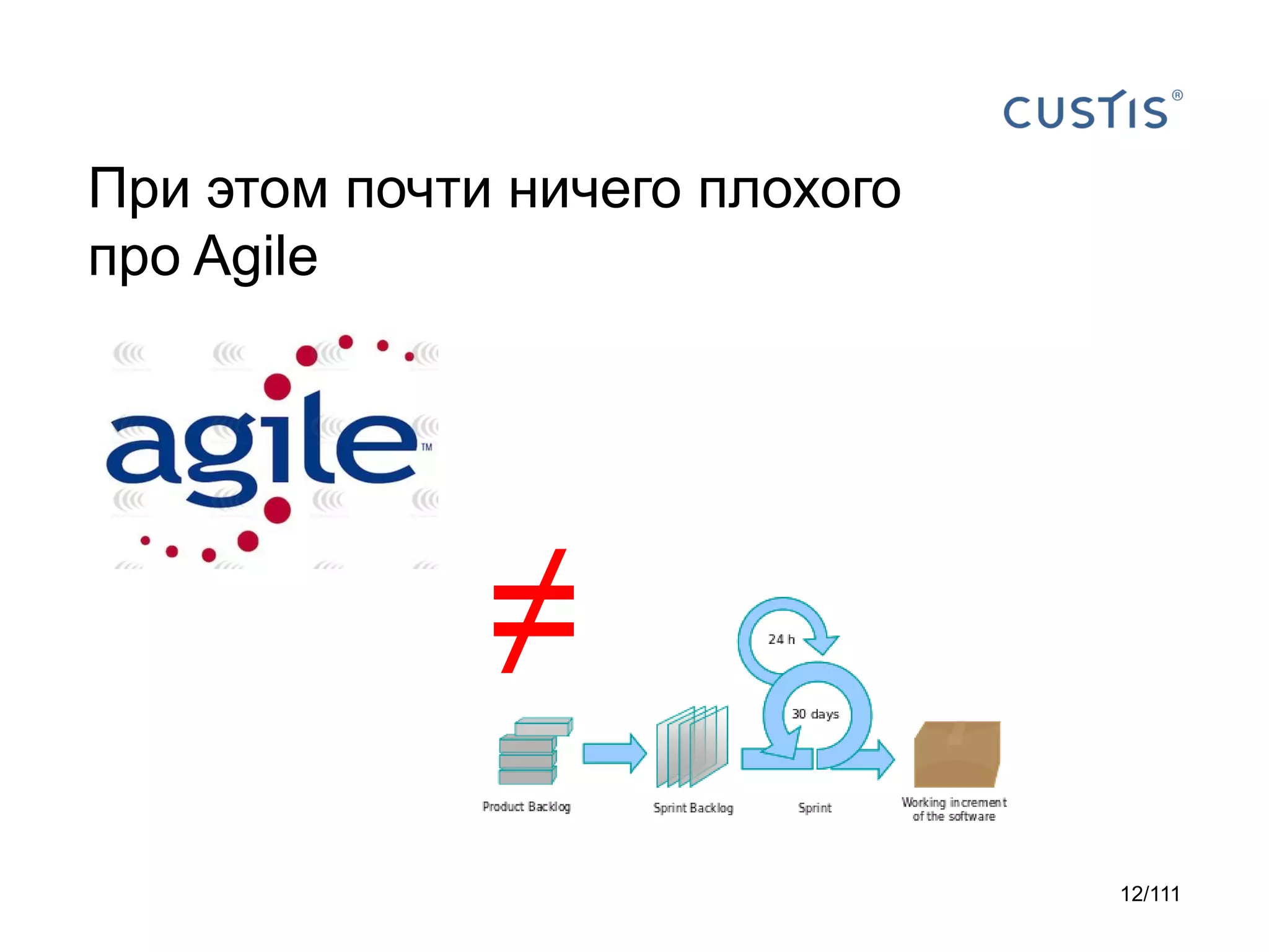 При этом почти ничего плохого
про Agile

≠
12/111

 