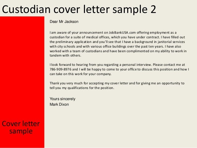 custodian cover letter examples of cover letters for custodian