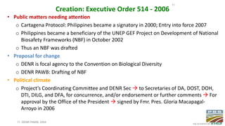 Creating and Implementing Biosafety Regulations: The Philippine Experience 